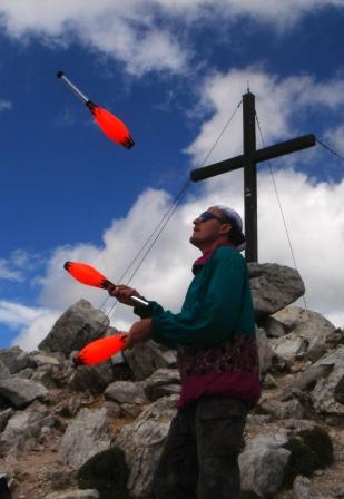 Sept. 2008, auf dem Gipfel des Schlern in den Dolomiten